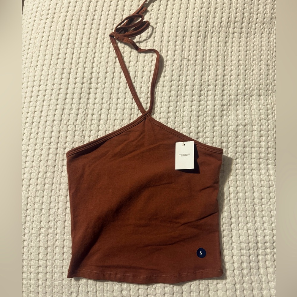 Hollister Burnt Orange Crop Halter Neck Tank Top
